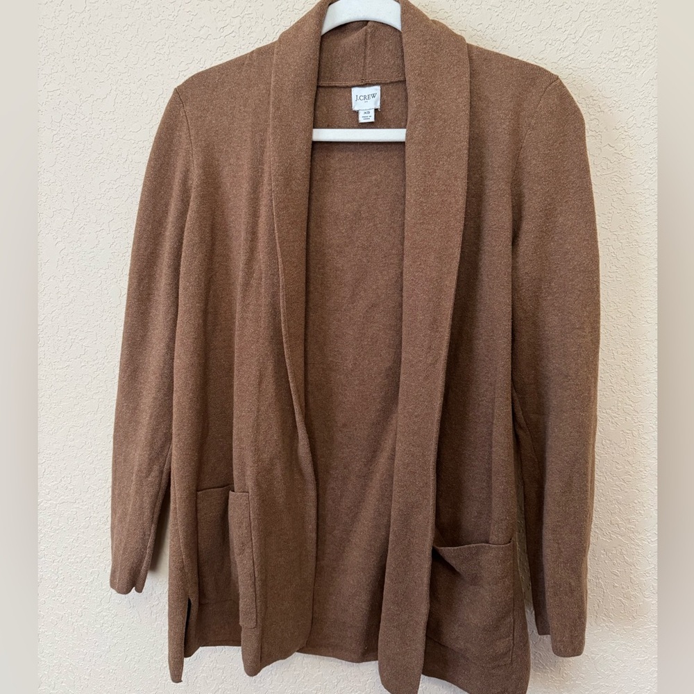 J.Crew Chelsea Brown Open Cardigan, Size XS